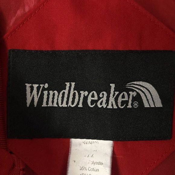 Vintage Windbreaker Mens Jacket Windbreaker Crew Collar Zip Pockets Lined Red XL - Picture 6 of 14